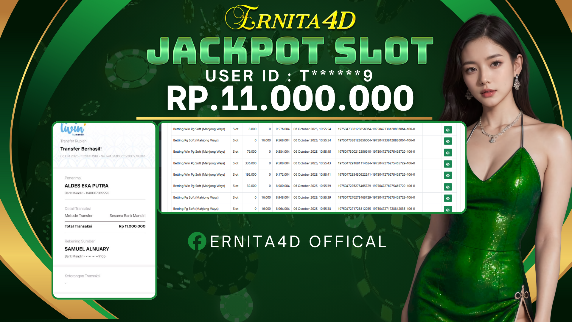 ERNITA4D JACKPOT DI SLOT MAHJONG WAYS Rp. 11.000.000 , LUNAS
