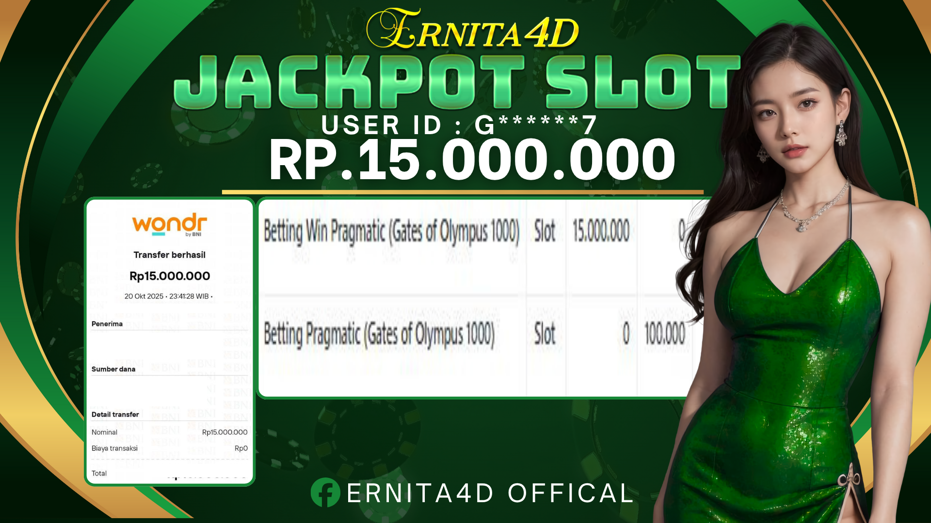 ERNITA4D JACKPOT DI SLOT GATES OF OLYMPUS1000 Rp. 15.000.000 , LUNAS