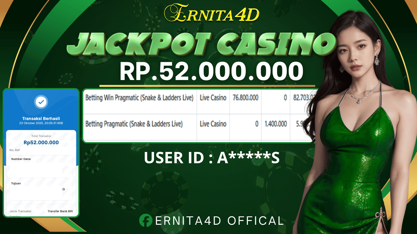 ERNITA4D JACKPOT DI LIVE CASINO SNAKE & LADDERS LIVE Rp. 52.000.000 , LUNAS